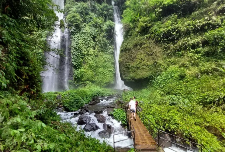 Watersliding at Lemukih Waterfall